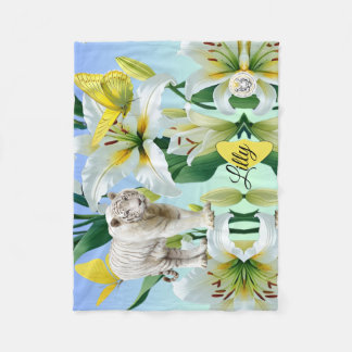 Fleece deken Witte Tijger Gele Lilly