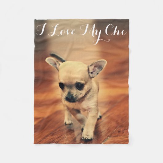 Fleece dekens met foto I Love My Chi (Voorkant)