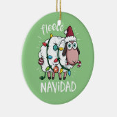 Fleece Feliz Navidad Funny Cute Sheep Kerstmis Keramisch Ornament (Rechts)