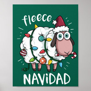Fleece Feliz Navidad Funny Cute Sheep Kerstmis Poster