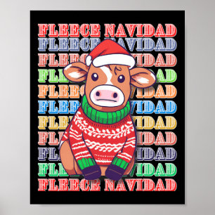Fleece Feliz Navidad - Schattigee Xmas Koe - Funny Poster