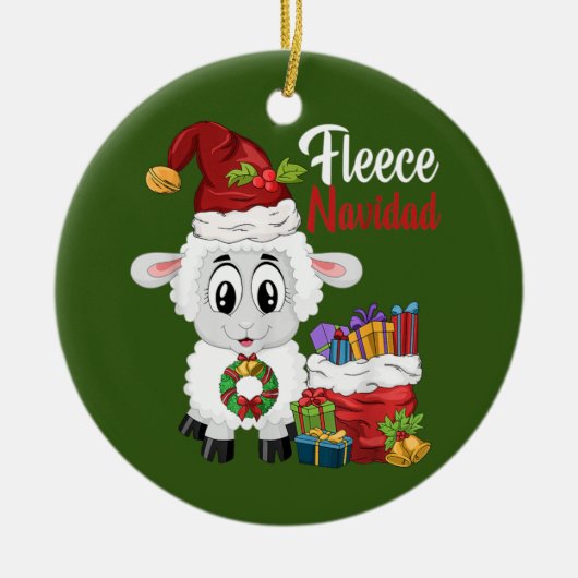 Fleece Navidad Feliz Navidad Pun Kerstmis Keramisch Ornament (Voorkant)
