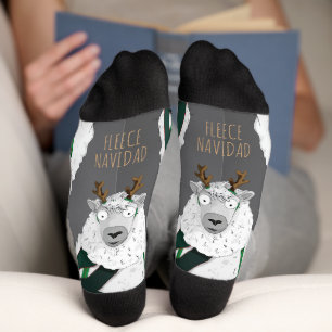 “Fleece Navidad” Festieve Grappige Schapen Slogan  Sokken