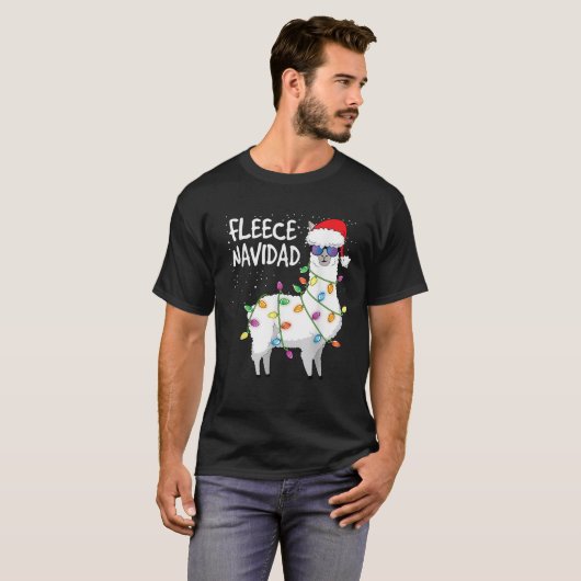 Fleece Navidad Funny Christmas Navidad Llama T-shirt (Voorkant volledig)