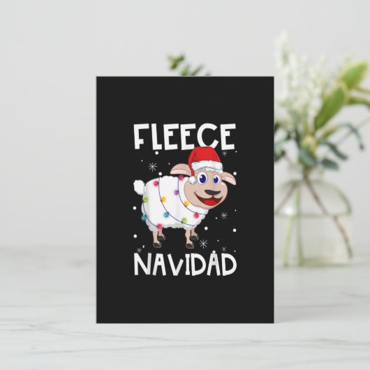 Fleece Navidad Funny Feliz Sheep licht kerstmis Kaart (Staand voorkant)