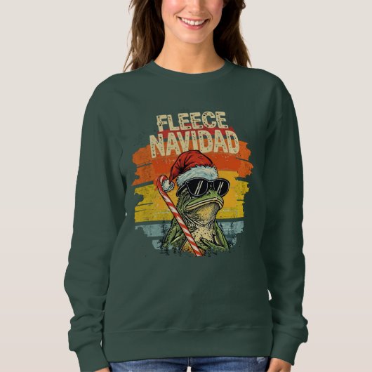 Fleece Navidad Funny Santa Frog Retro Sweatshirt (Devant)