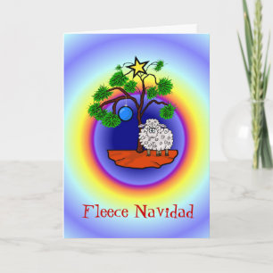 Fleece Navidad Funny Sheep-kerstkaart Feestdagen Kaart
