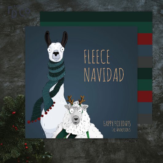 “Fleece Navidad” Grappig Chic Elegant Woordspeling Feestdagenkaart