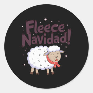Fleece Navidad Grappig Kerstschaap Festief Ronde Sticker