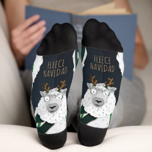 “Fleece Navidad” Grappige Festive Blauwe Schaap  Sokken