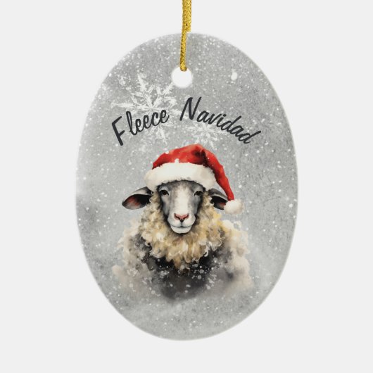 Fleece Navidad Grey Sheep Ornement de Noël (Devant)