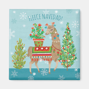 Fleece Navidad   Grote kerstdagen met Llamas Magneet
