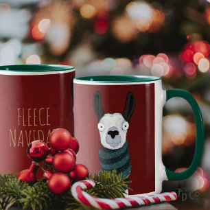 'Fleece Navidad' Llama Cartoon Grappig Festief Roo Mok