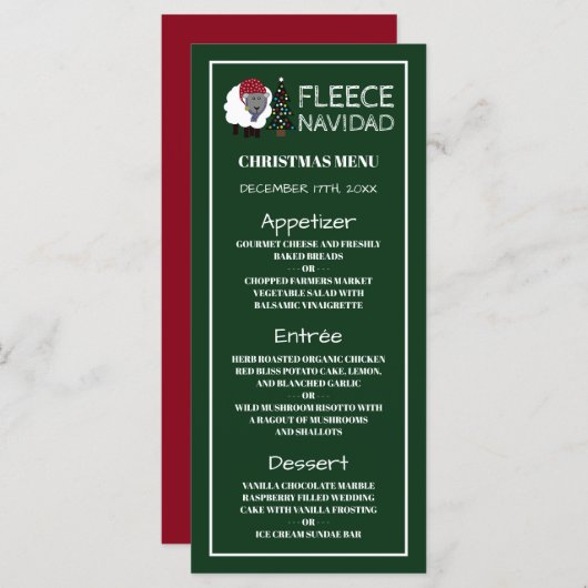 Fleece Navidad, Menu de Noël de style espagnol (Devant / Derrière)
