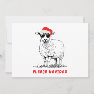 Fleece Navidad Schaap in een zonnebril Feestdagenkaart