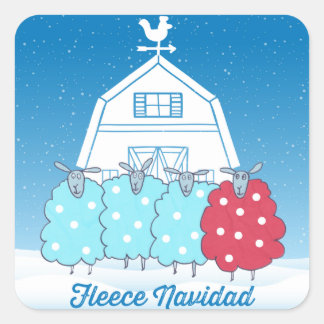 Fleece Navidad Schattige Christmas Baby Sheep Vierkante Sticker