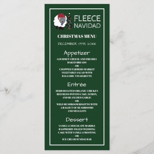 Fleece Navidad, Spaans Kerstmenu Menu (Voorkant)