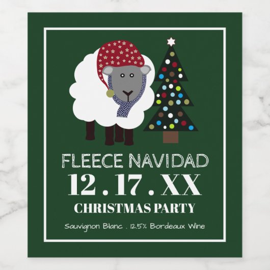 Fleece Navidad, Spaanse Kerstmis Wijn Etiket (Enkel label)