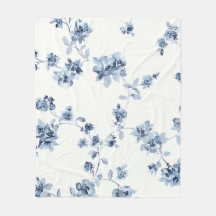 Fleecedecke mit blauem Blumem-Print