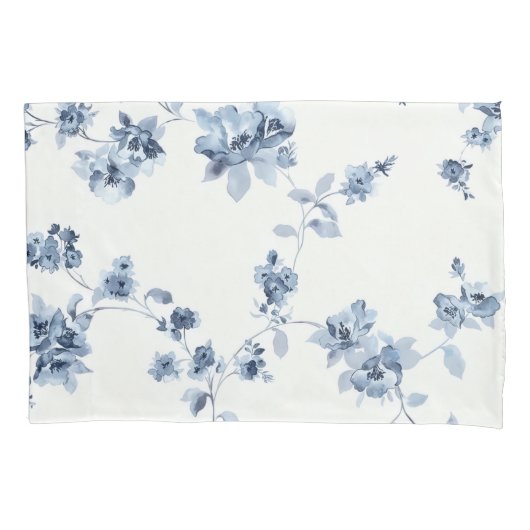 Fleecedecke mit blauem Blumem-Print Kussensloop (Voorkant)