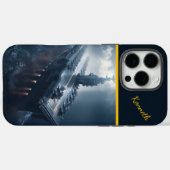 Fleetcarrier navigeert stormachtige zeeen AI ART Case-Mate iPhone Case (Achterkant (horizontaal))