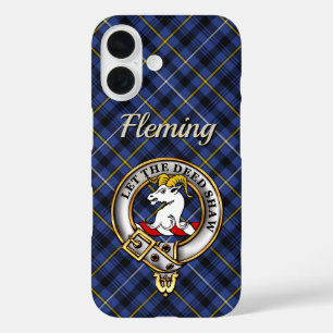 Fleming Clan Badge & Tartan Aangepast iPhone 16 Hoesje