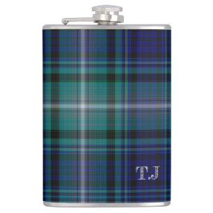 Fles aanpassen - Blauw & Groen Tartan Heupfles