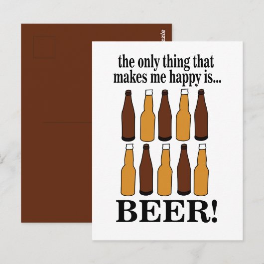 Fles bier Grappig bier Briefkaart (Voorkant / Achterkant)