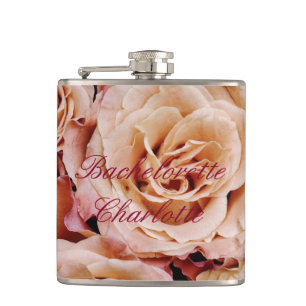 Fles Bruidsmeisje Cadeau Trouwen Roze Roos Rozem Heupfles
