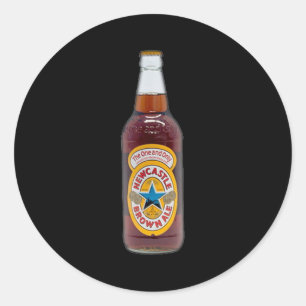Fles bruine ale ronde sticker