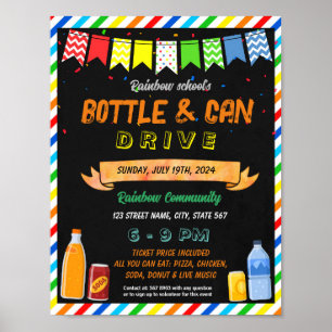 Fles en Can Fundraising Drive school sjabloon Poster
