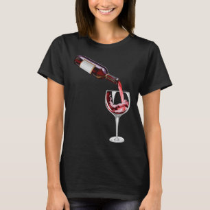 Fles en glas wijn t-shirt
