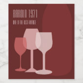 Fles en glazen wijn etiket (Enkel label)