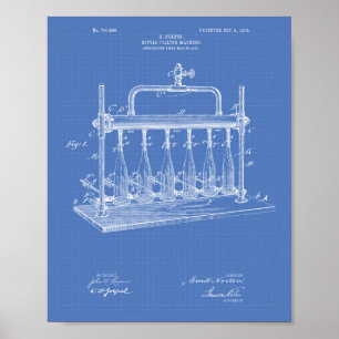 Fles Filling Machine 1903 Patent Art Blueprint Poster