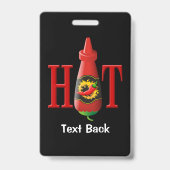 Fles hete saus badge (Achterkant)