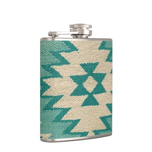 Fles in turquoise Zuidwest-Amerikaans weefsel Kuns Heupfles (Rechts)