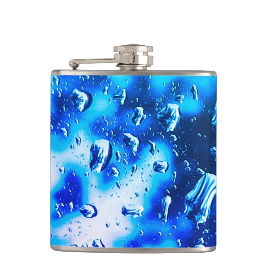 Fles in verloop van blauwe tinten van regendruppel heupfles (Voorkant)