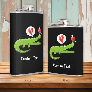 Fles met alligator verliefd heupfles
