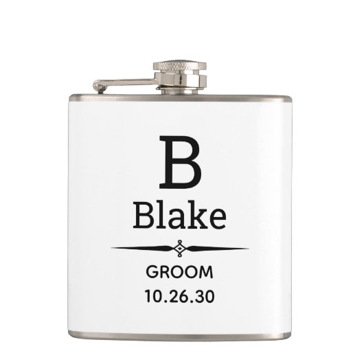Fles met bruidegommonogram heupfles (Voorkant)