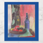 Fles met het ontwerpetiket van het wijnstilleven wijn etiket (Enkel label)