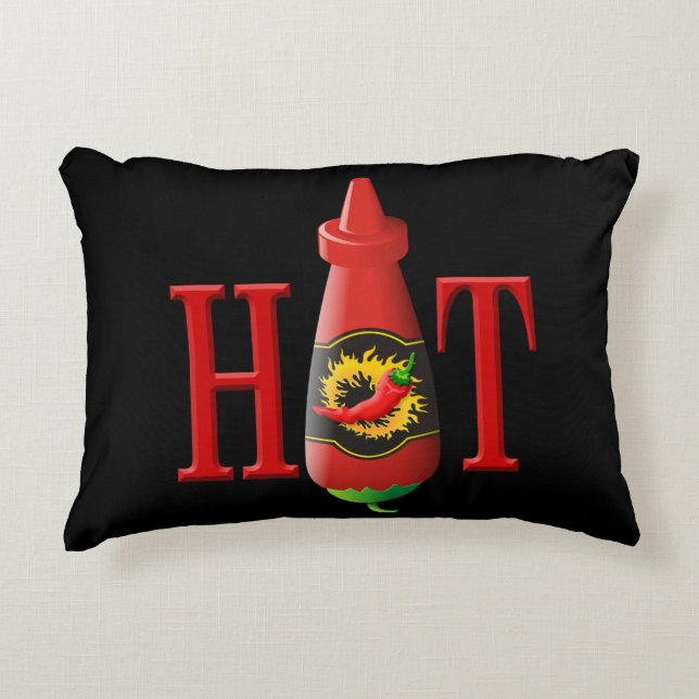 Fles met hete saus decoratief kussen (Voorkant)