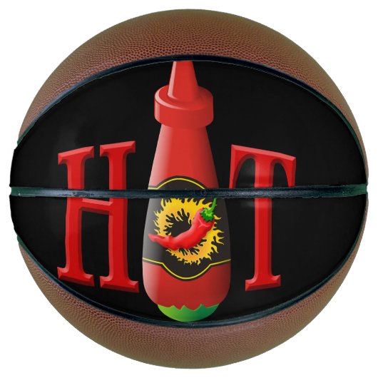 Fles met hete saus mini basketbal (Voorkant)