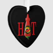 Fles met hete saus ornament (voorkant)