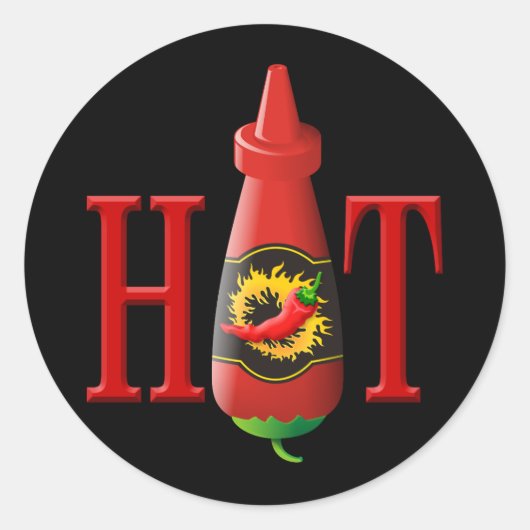 Fles met hete saus ronde sticker (Voorkant)