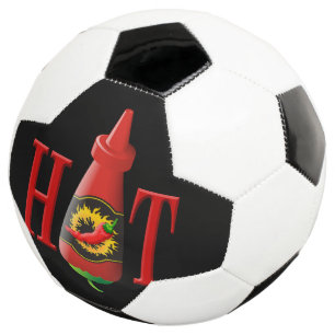 Fles met hete saus voetbal