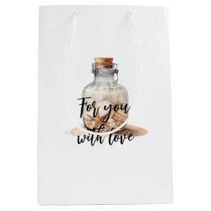 Fles met strandzand en zeester medium cadeauzakje