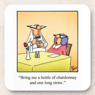 "Fles of Chardonnay, Long Straw Onderzetters