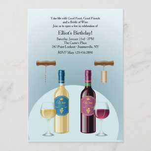 Fles of Red and White Wine Invitation Kaart
