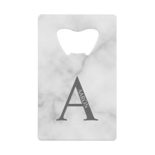 Fles op gepersonaliseerde monogram en naam credite kredietkaart flessenopener