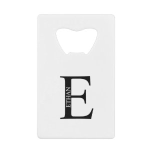 Fles op gepersonaliseerde monogram en naam credite kredietkaart flessenopener
